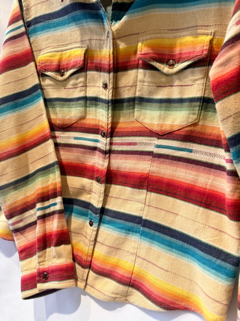 Vintage Southwestern Stripe Button-Front Shirt Jacket - Multicolor - Picture 4 of 8